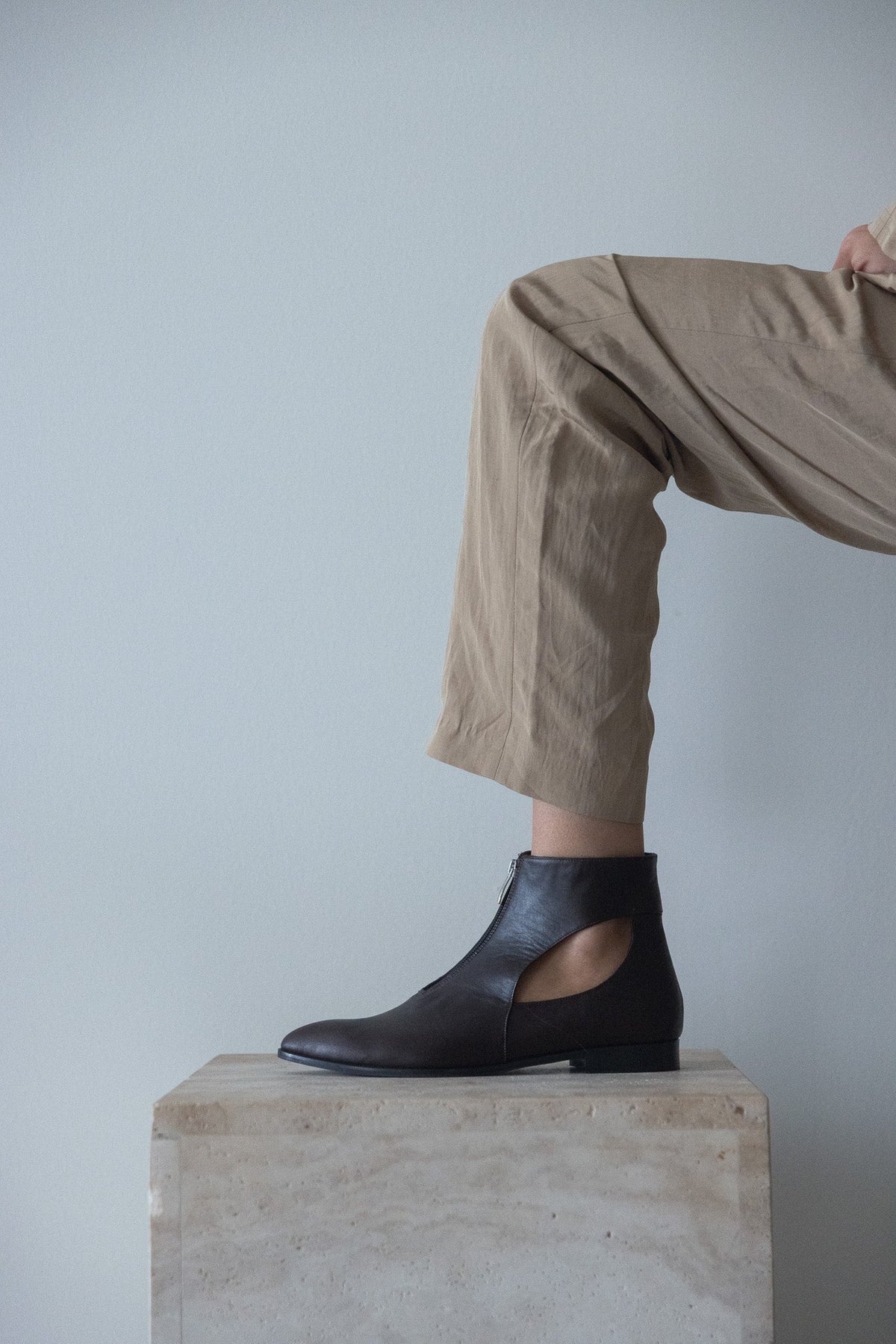 Brown leather ankle boot - Thuna shoes - Kuwait shoes - Ksa shoes 