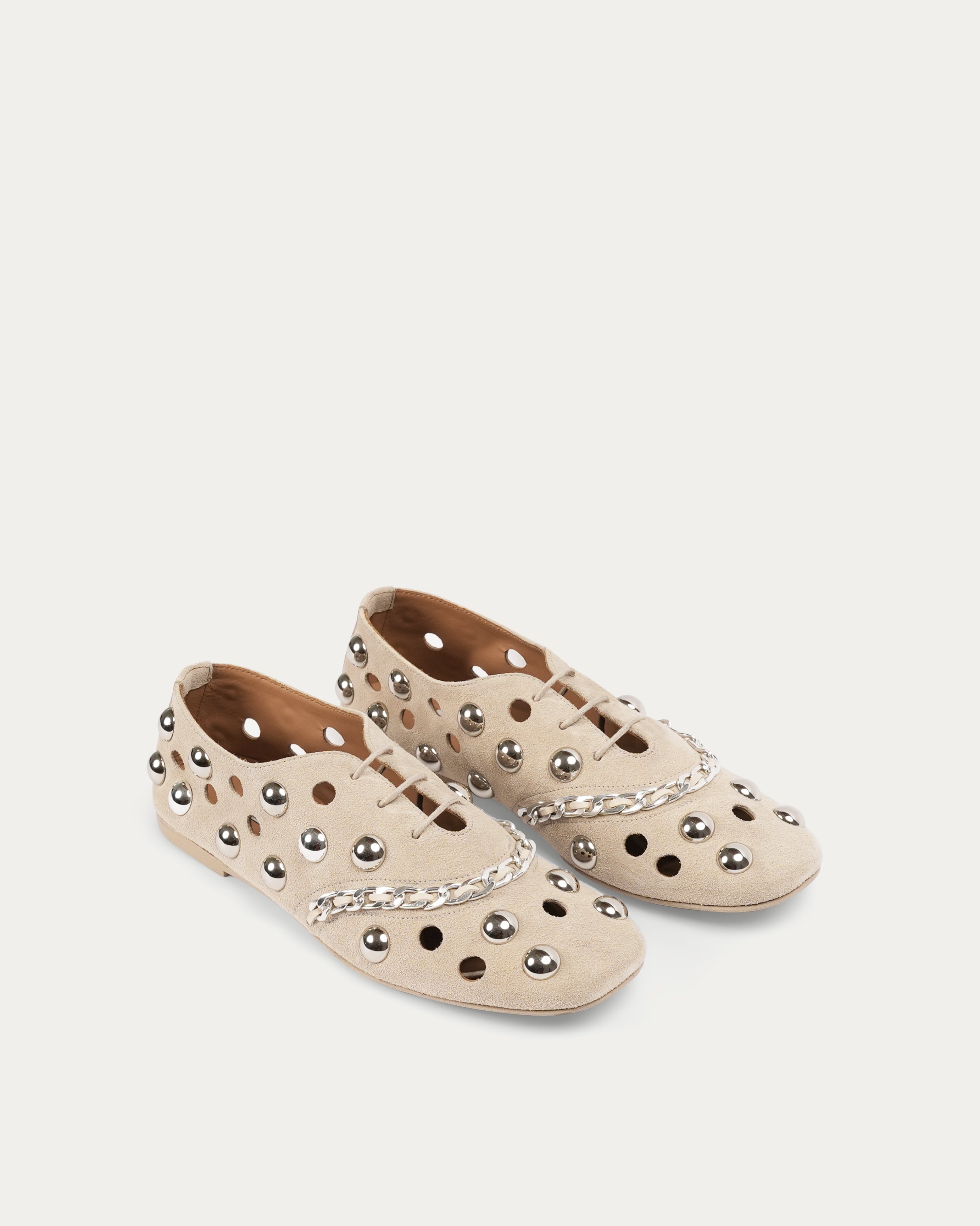 Beige flat shoe with embellishments - THUAN Shoes - Kuwait - Saudi - Qatar- Bahrain