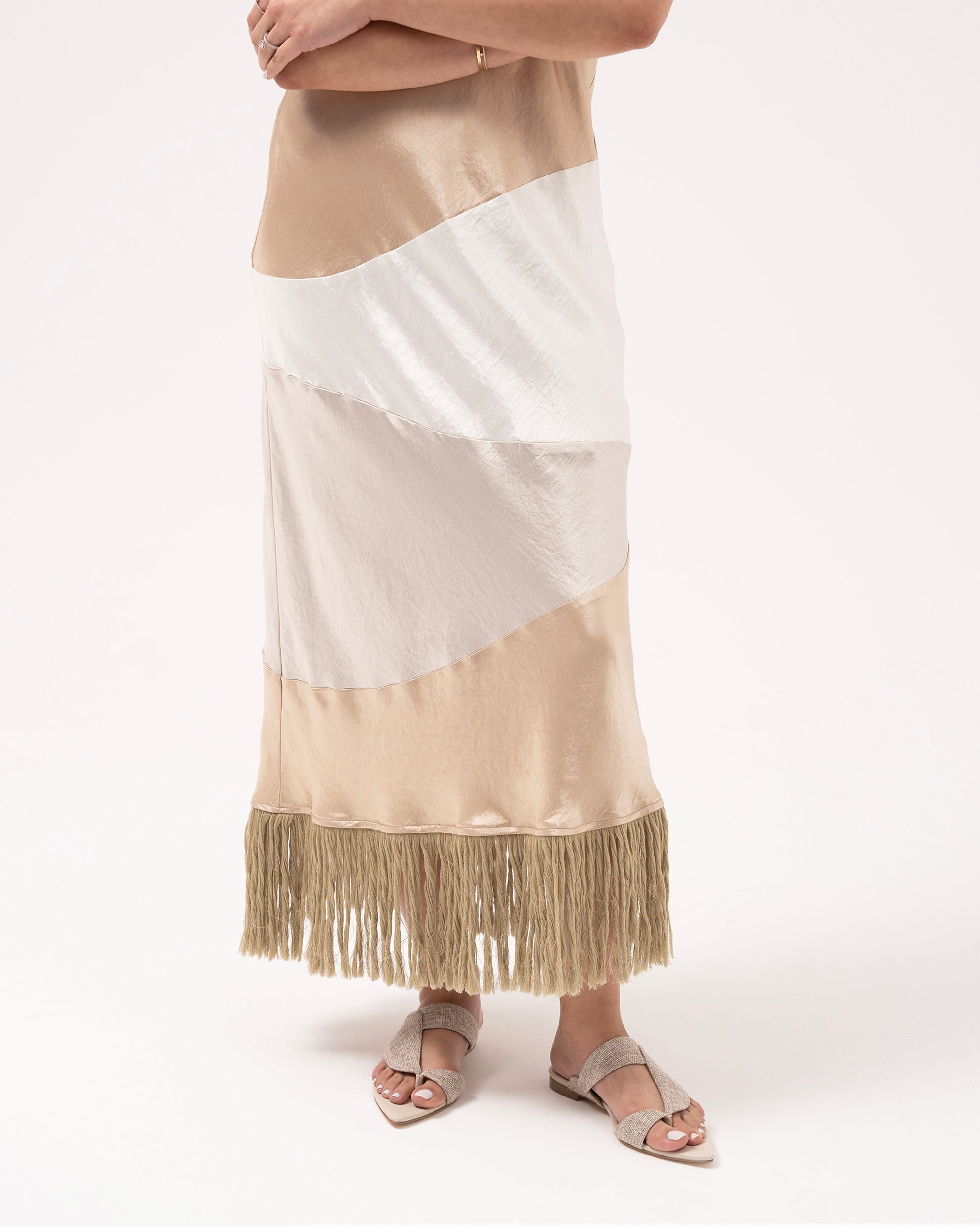 Beige pointed-toe flat with woven strap summer sandal luxury shoes flat Thuna shoes Kuwait & KSA shoes 