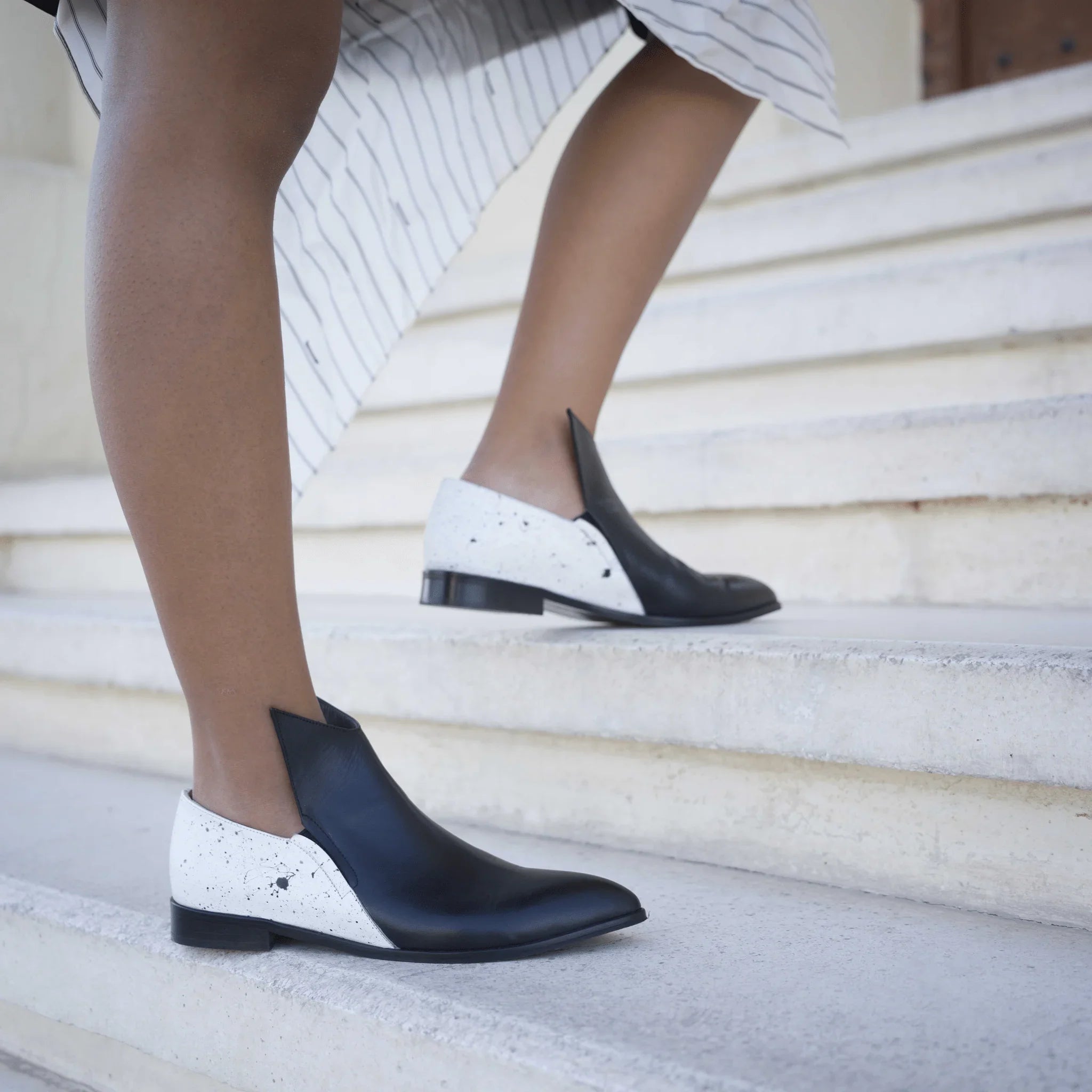 Sadeem black white boot - Shoes - THUNA