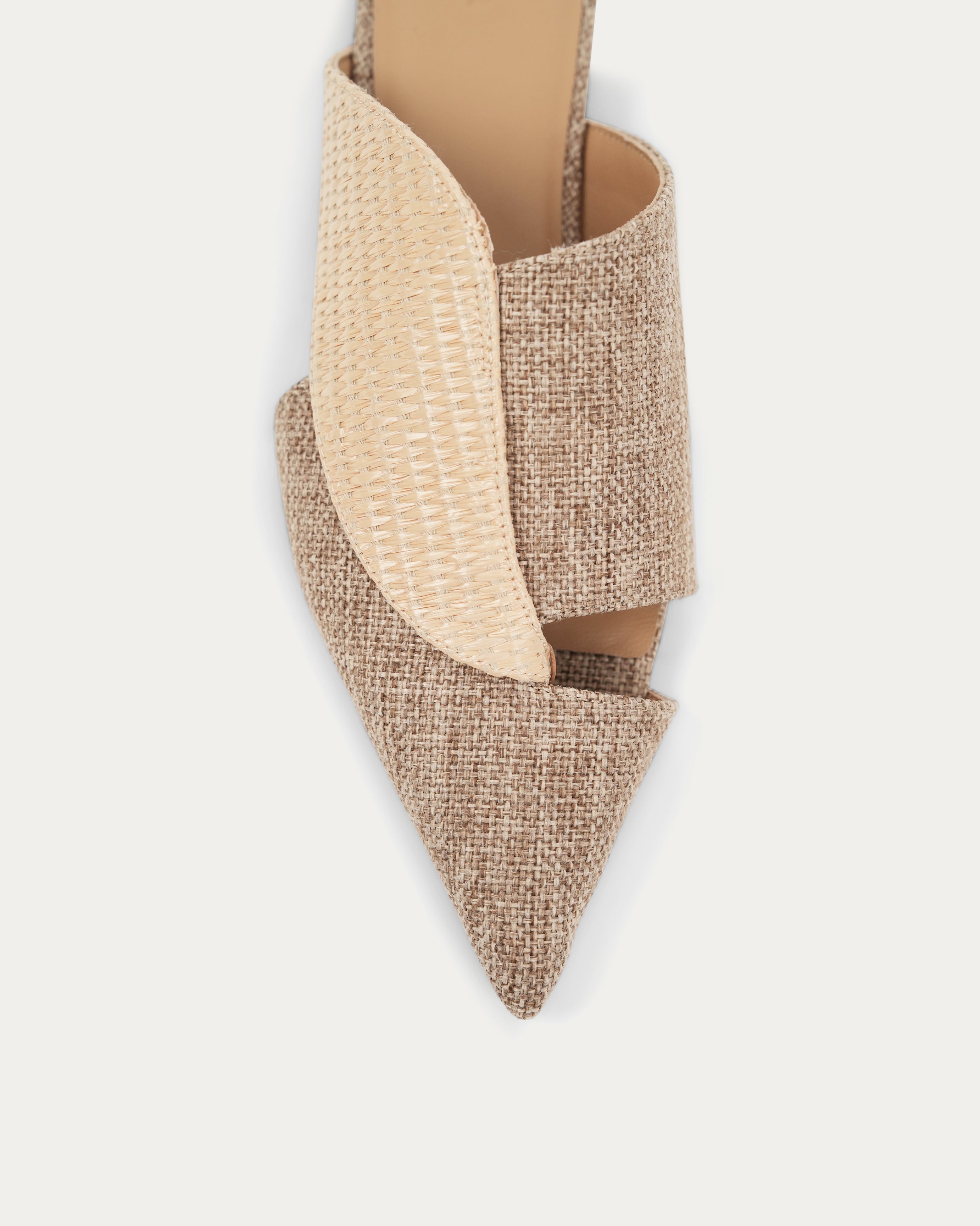 Woven sandal with a beige strap Kuwait shoes luxury mule - KSA Shoes 